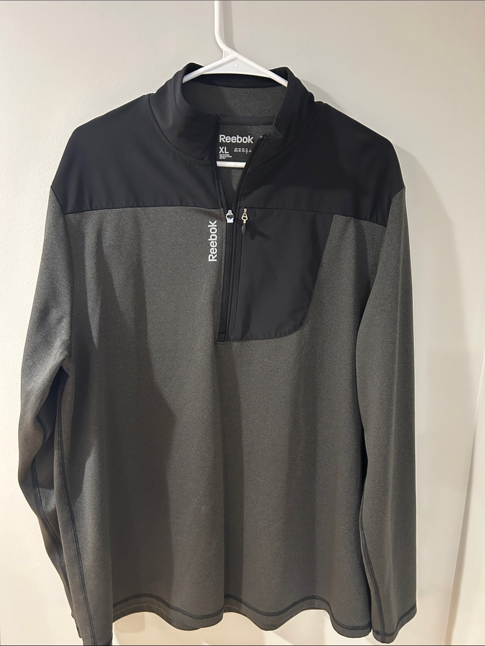 Reebok Men's Charcoal Gray & Black Half-Zip Performance Pullover